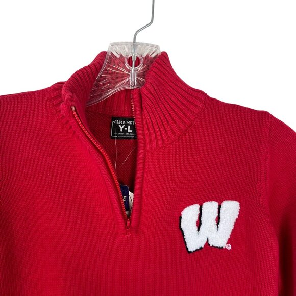 Alma Mater Wisconsin Badgers Sweater Kids Youth Large Red New 1/4 Zip NCAA - Picture 7 of 13